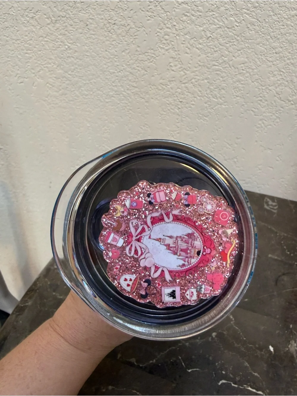 The Life of a Park Girl in My Disney Era Blue Glitter 20 oz Skinny Tumbler Cup
